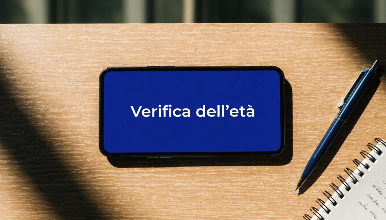 Un foglio di concessione in carta con un timbro rosso, appoggiato su una scrivania di legno accanto a una penna