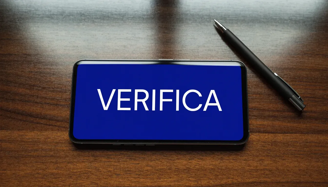 Un foglio di concessione in carta con un timbro rosso, appoggiato su una scrivania di legno accanto a una penna