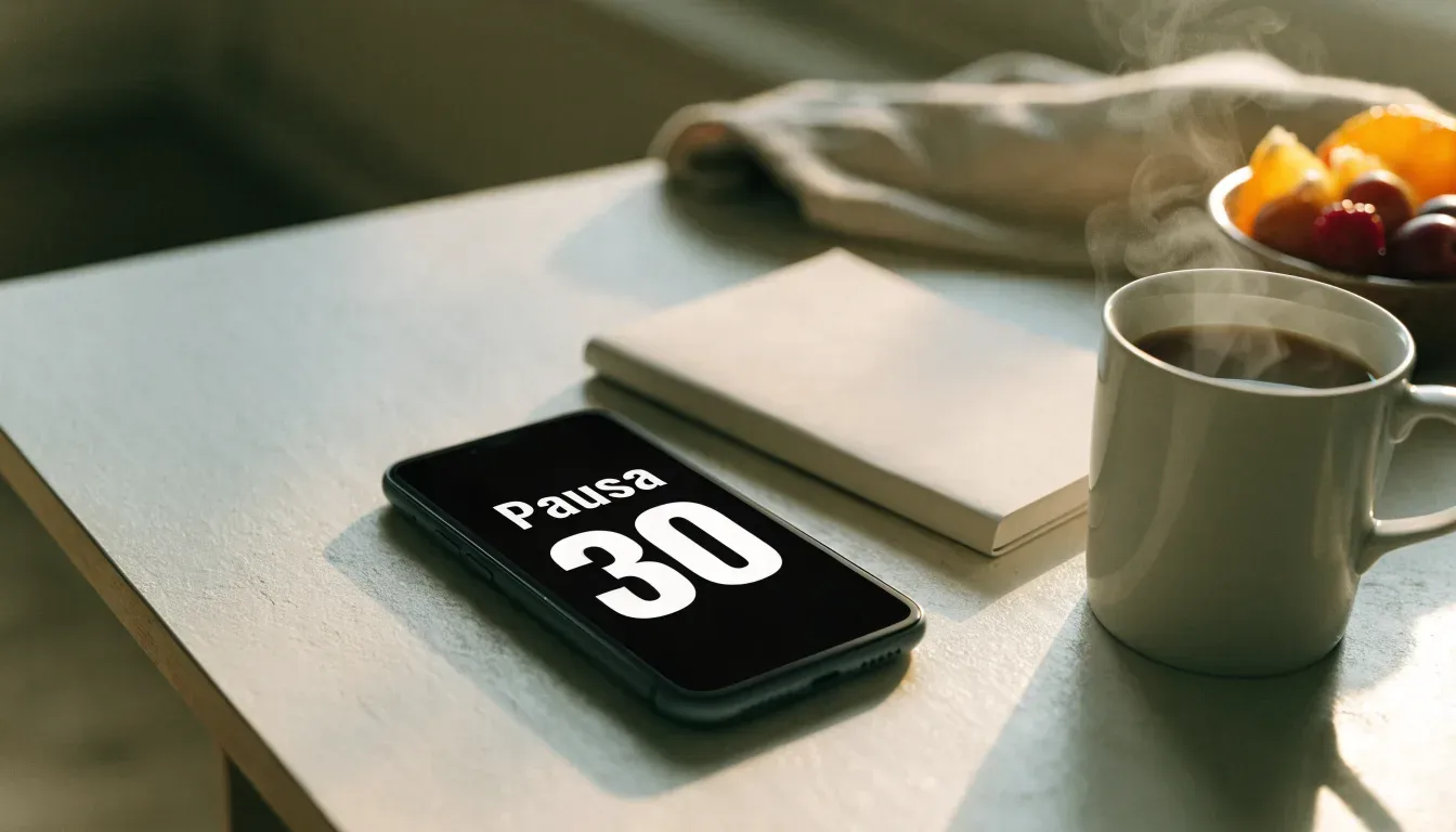 Un documento di identità appoggiato accanto a uno smartphone con un timer sullo schermo, su un tavolo da cucina