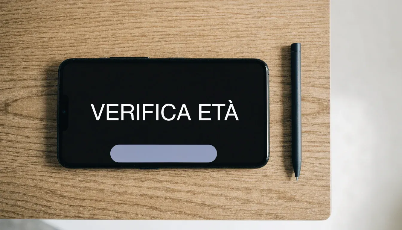 Un foglio di concessione in carta con un timbro rosso, appoggiato su una scrivania di legno accanto a una penna